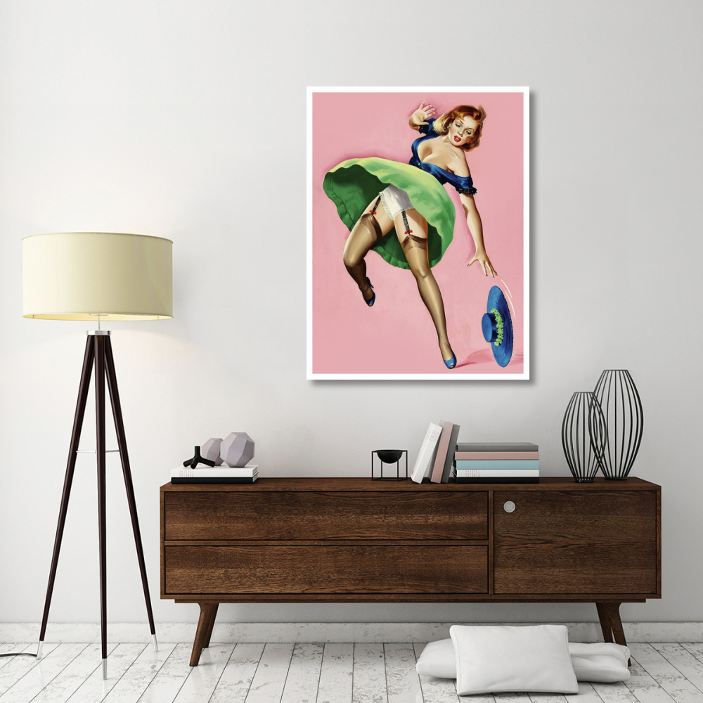 Mid-Century Pin-Ups - Wink Magazine - Strong Wind-Paper Art-38&quotx50"