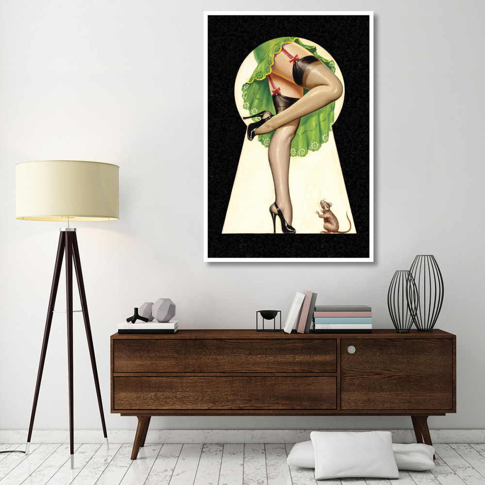 Mid-Century Pin-Ups - Through the Keyhole-Paper Art-42&quotx62"