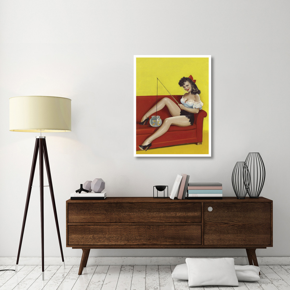 Mid-Century Pin-Ups - Joker Magazine - Fishin n funny-Paper Art-32&quotx42"