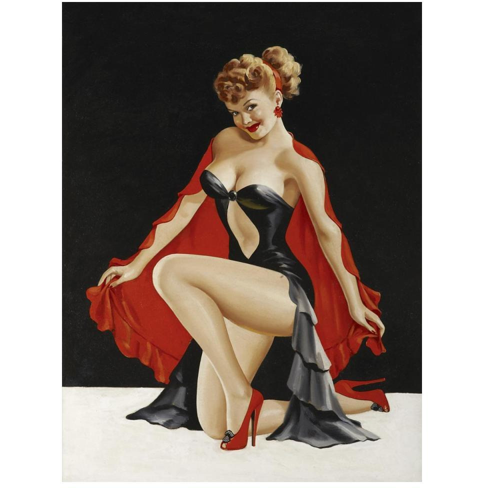 Mid-Century Pin-Ups - Magazine Cover - Little Red Cape-Paper Art-38&quotx50"