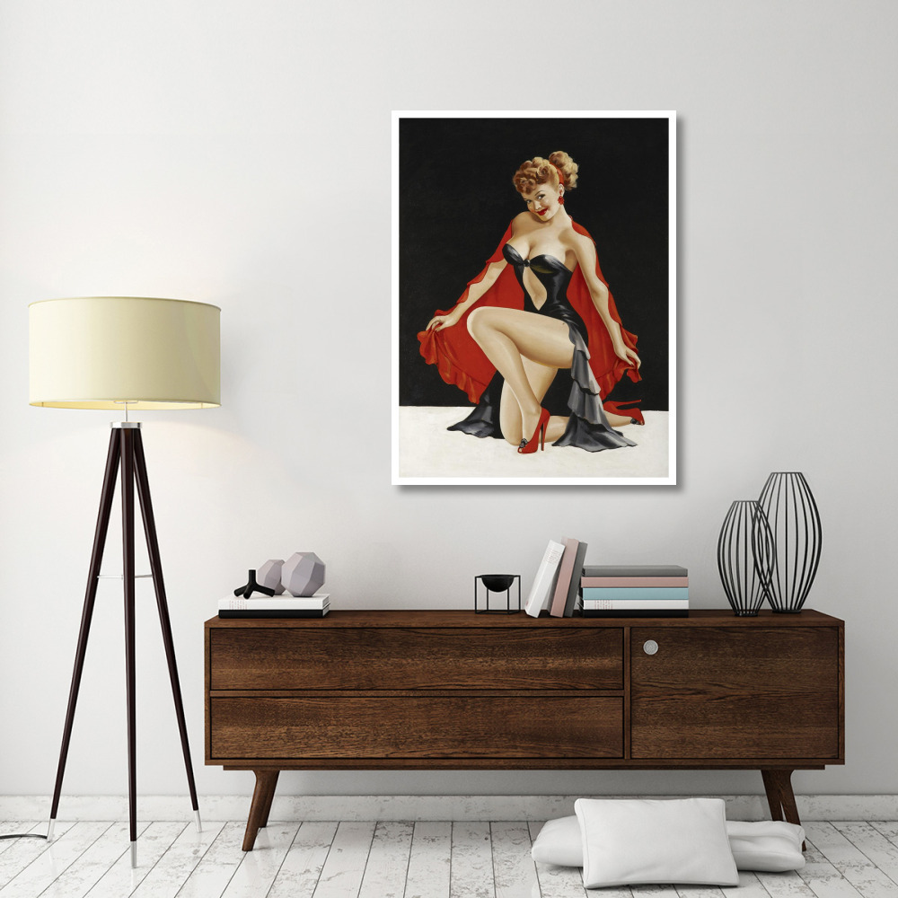 Mid-Century Pin-Ups - Magazine Cover - Little Red Cape-Paper Art-38&quotx50"