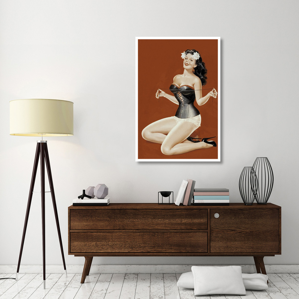 Mid-Century Pin-Ups - Lacing her bra-Paper Art-34&quotx50"