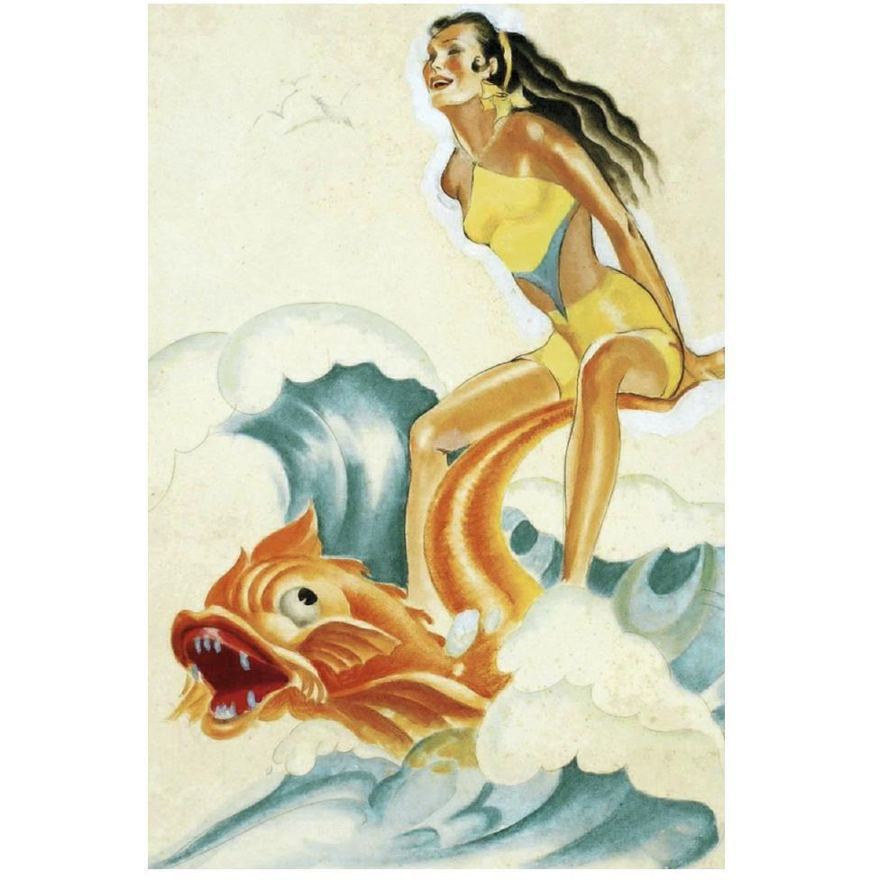 Mid-Century Pin-Ups - Whisper Magazine - Wave Rider-Paper Art-34&quotx50"