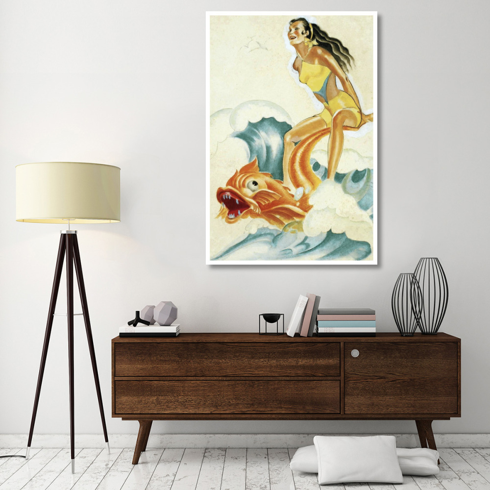 Mid-Century Pin-Ups - Whisper Magazine - Wave Rider-Paper Art-42&quotx62"