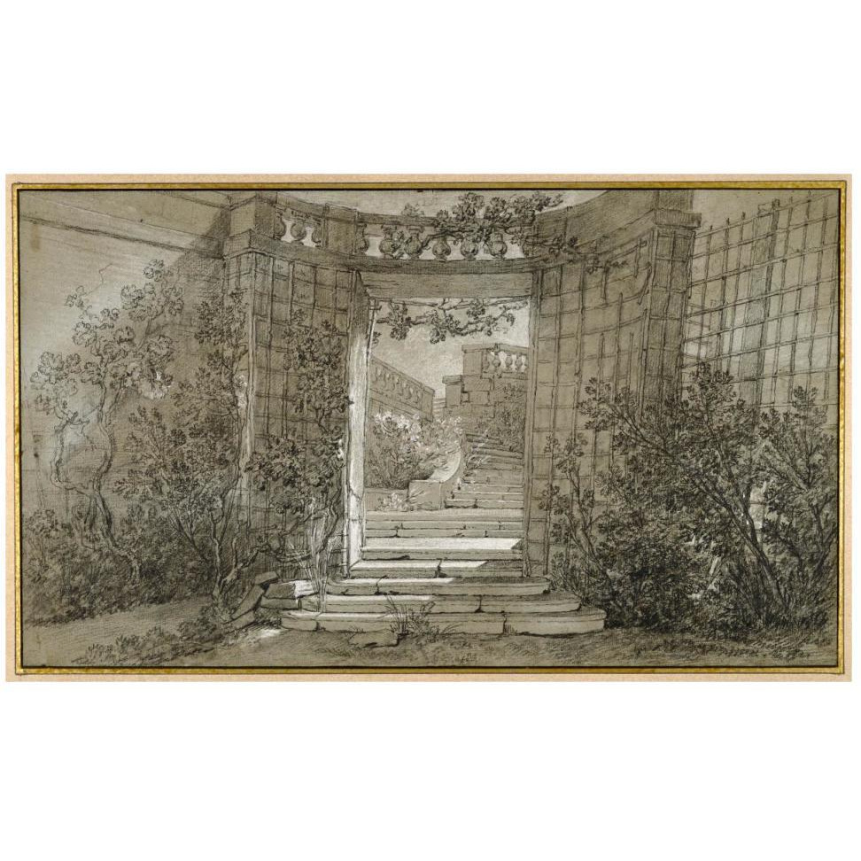 Landscape with a Staircase and a Balustrade, ca. 1744-47-Paper Art-46&quotx28"