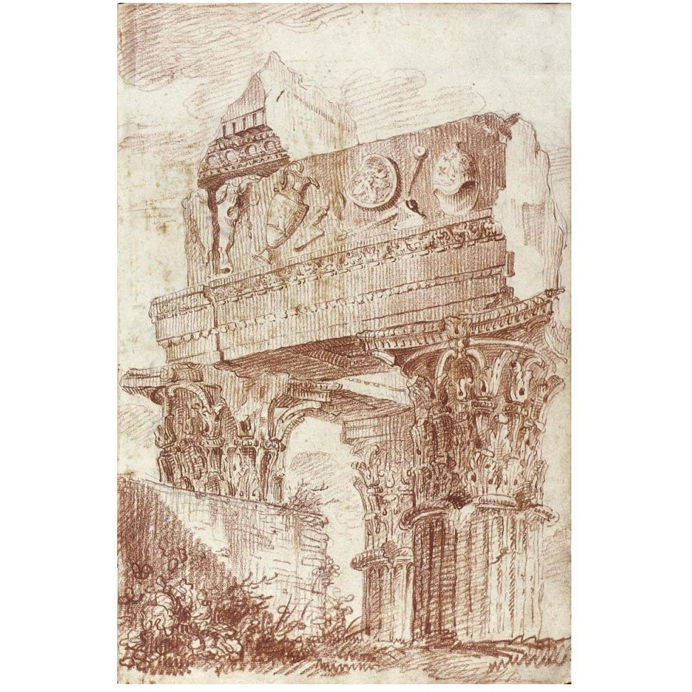 Sketch of Roman architectural fragment, 1786-Paper Art-34&quotx50"