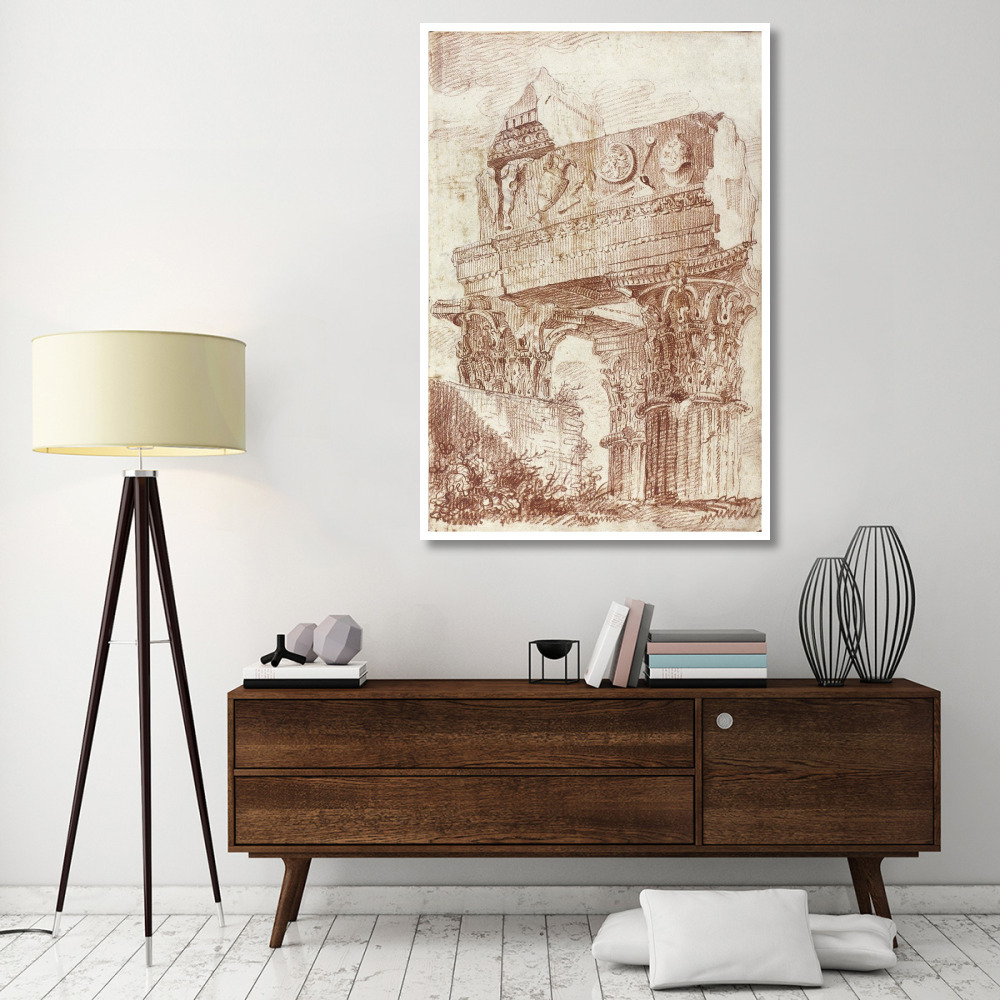 Sketch of Roman architectural fragment, 1786-Paper Art-42&quotx62"