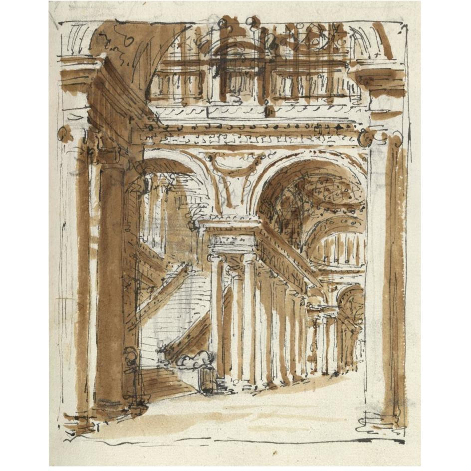 Grand entrance hall, Italy, 1786-Paper Art-24&quotx30"