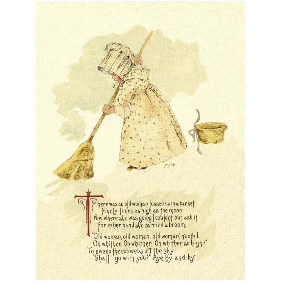 Nursery Rhymes There Was an Old Woman Tossed Up in a Basket-Paper Art-38&quotx50"