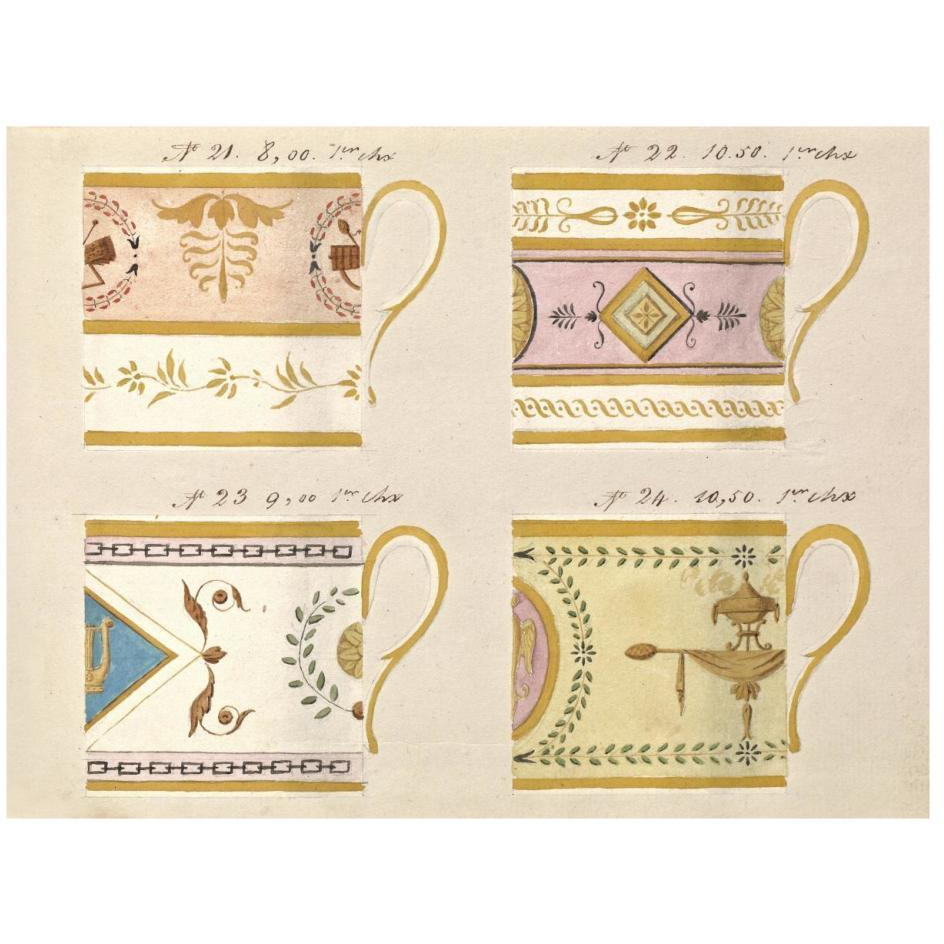 Quatre tasses du 1er choix, ca. 1800-1820-Paper Art-26&quotx20"