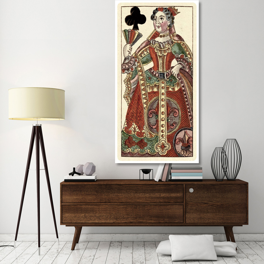 Queen of Clubs (Bauern Hochzeit Deck)-Paper Art-38&quotx74"