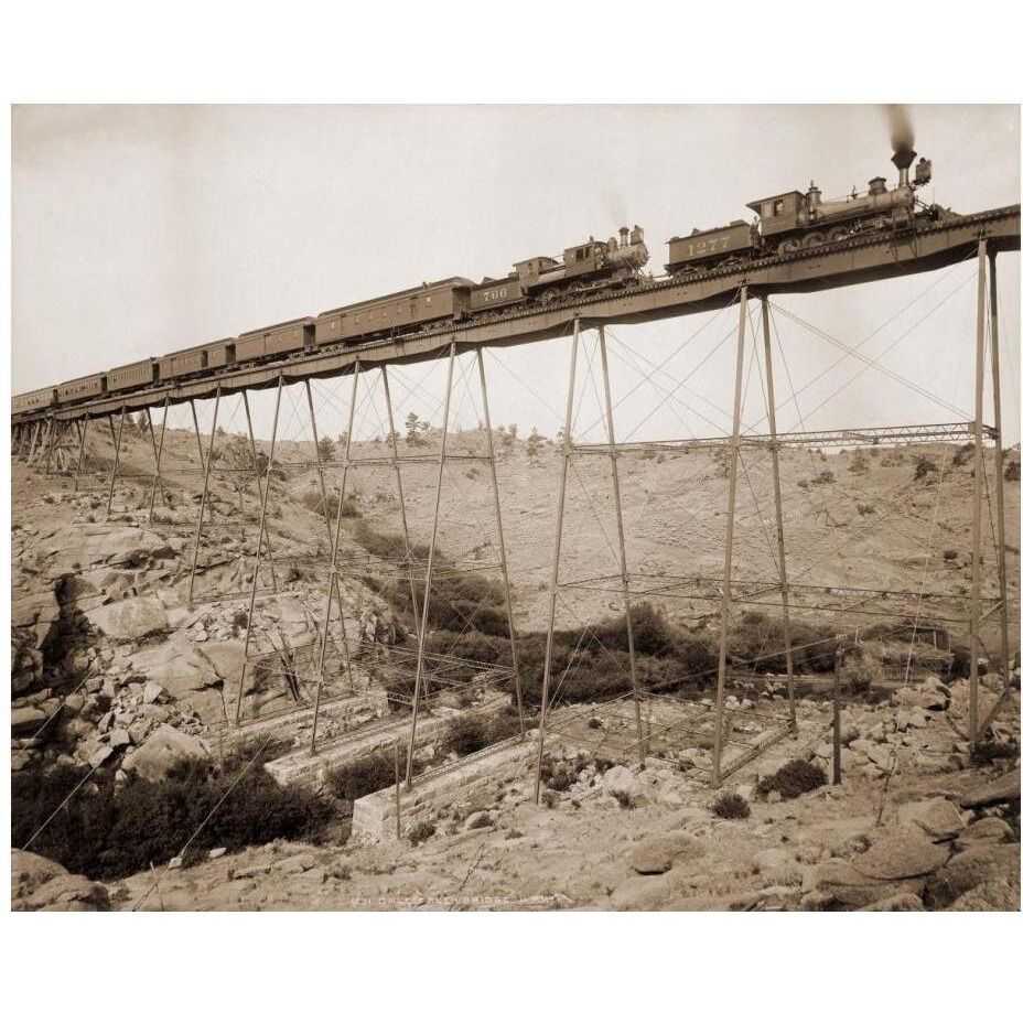 Dale Creek Bridge, Wyoming, Union Pacific Railway, 1885-Paper Art-24&quotx20"