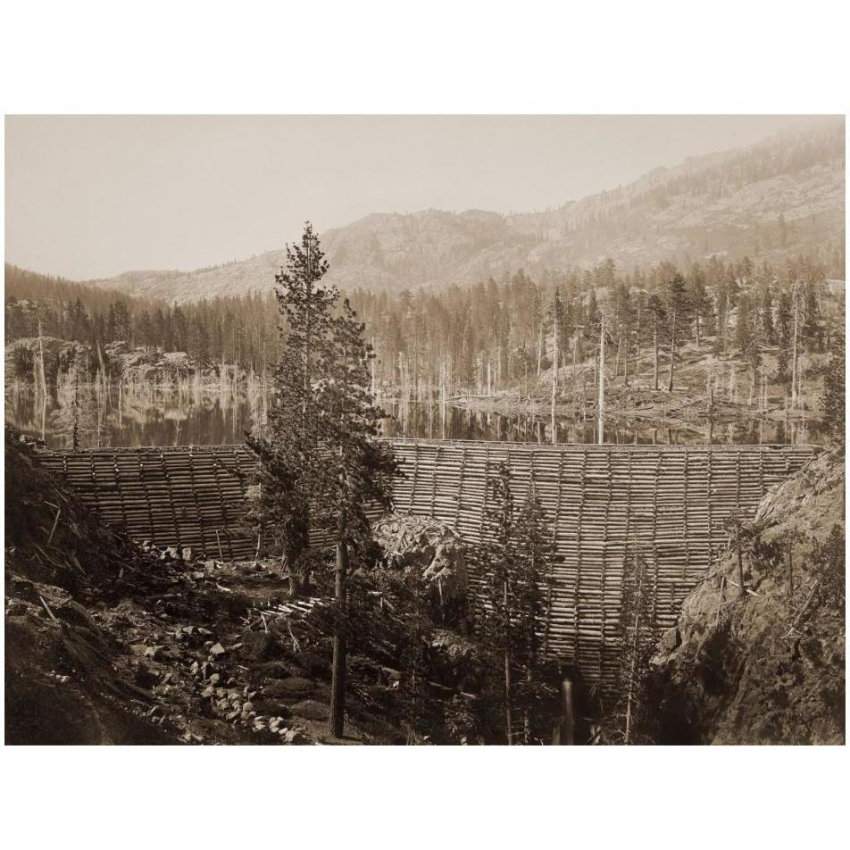 Dam and Lake, Nevada County, California, Near View, about 1871-Paper Art-18&quotx14"