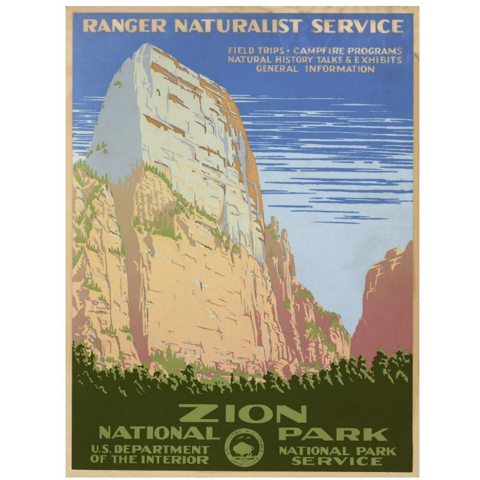 Zion National Park, ca. 1938-Paper Art-14&quotx18"