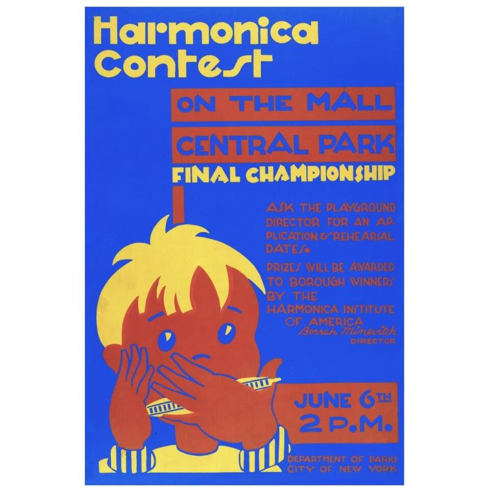 Harmonica Contest in Central Park-Paper Art-22&quotx32"