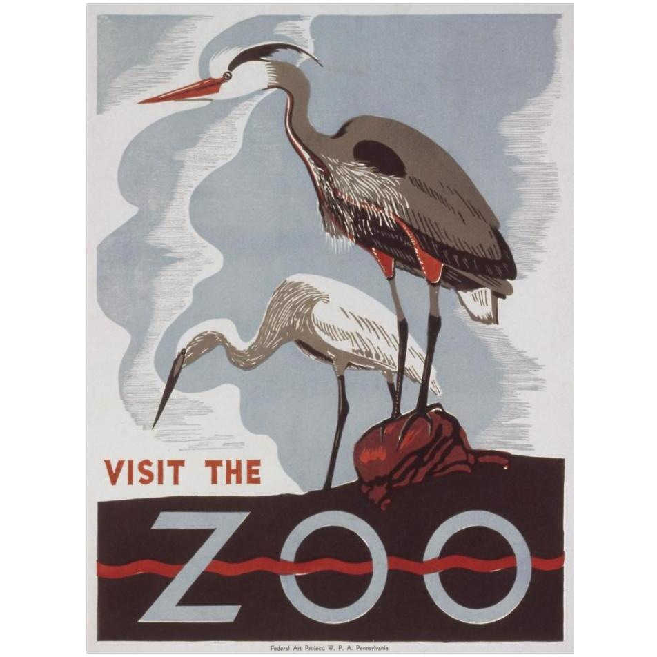 Visit the zoo - Herons-Paper Art-14&quotx18"