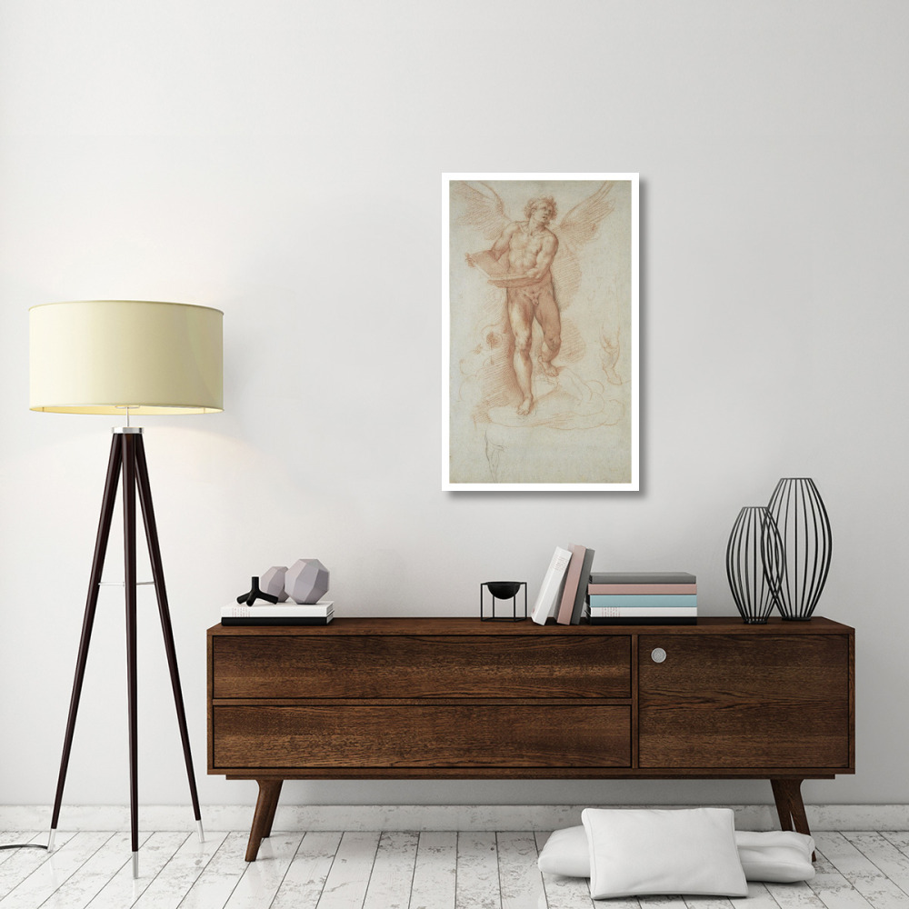 An Angel Holding a Book (recto) Three Studies of a Falling Male Figure (verso)-Paper Art-26&quotx42"