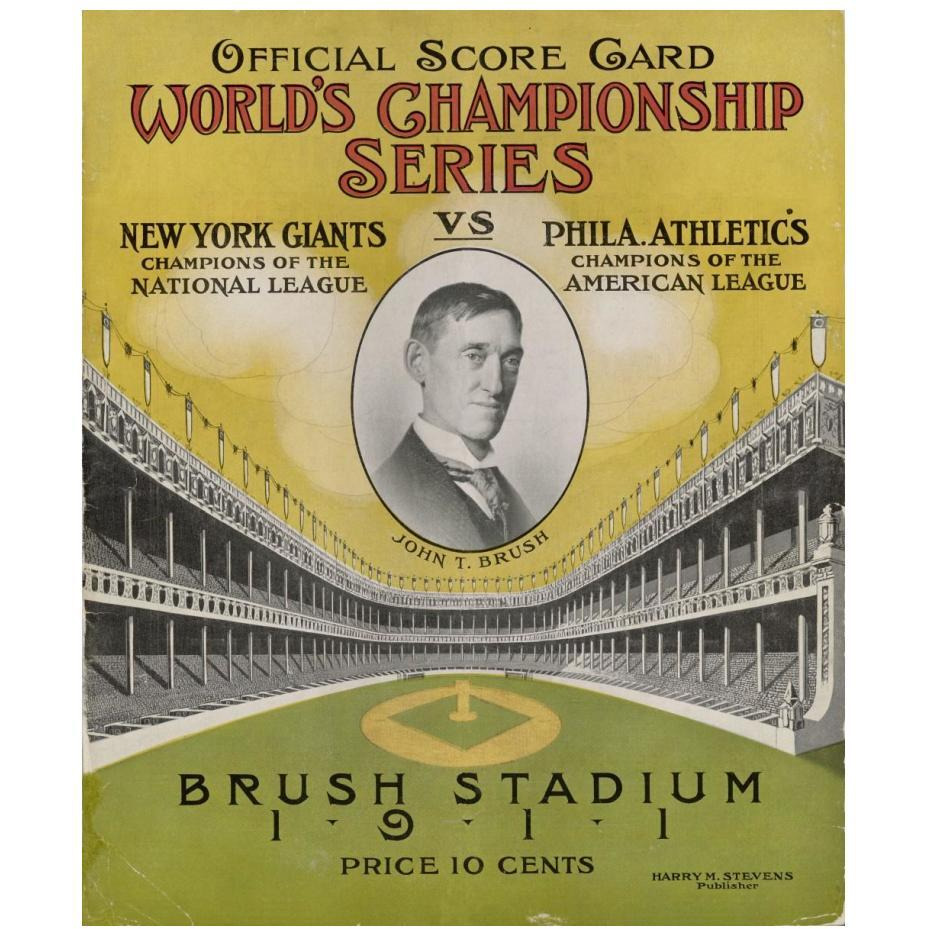 Offical Score Card  World's Championship Series -  New York Giants vs Philadelphia Athletics, 1880-Paper Art-20&quotx24"