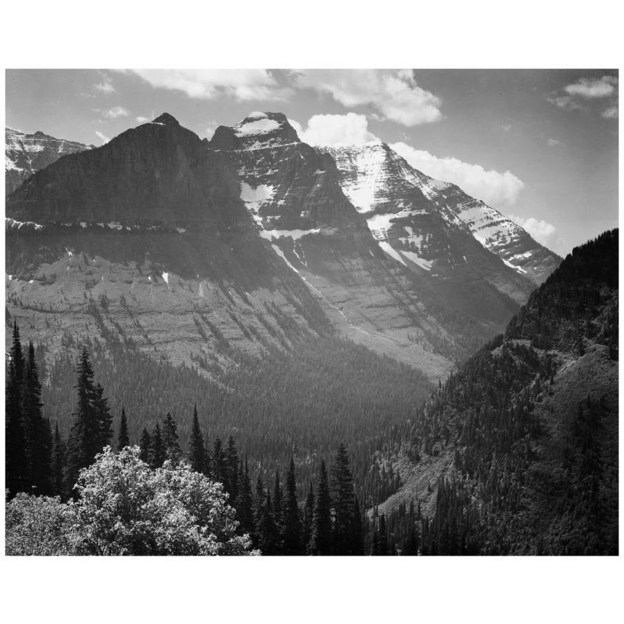 Snow Covered Mountains, Glacier National Park, Montana - National Parks and Monuments, 1941-Paper Art-18&quotx15"