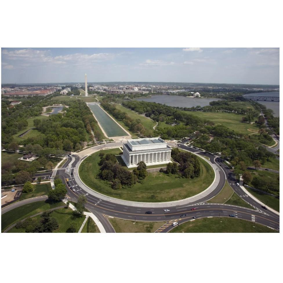 Aerial of Mall showing Lincoln Memorial, Washington Monument and the U.S. Capitol, Washington, D.C.-Paper Art-50&quotx34"