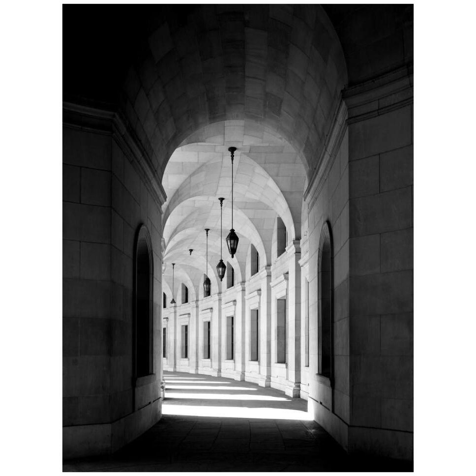 Arched architectural detail in the Federal Triangle located in Washington, D.C. - Black and White Variant-Paper Art-32&quotx42"