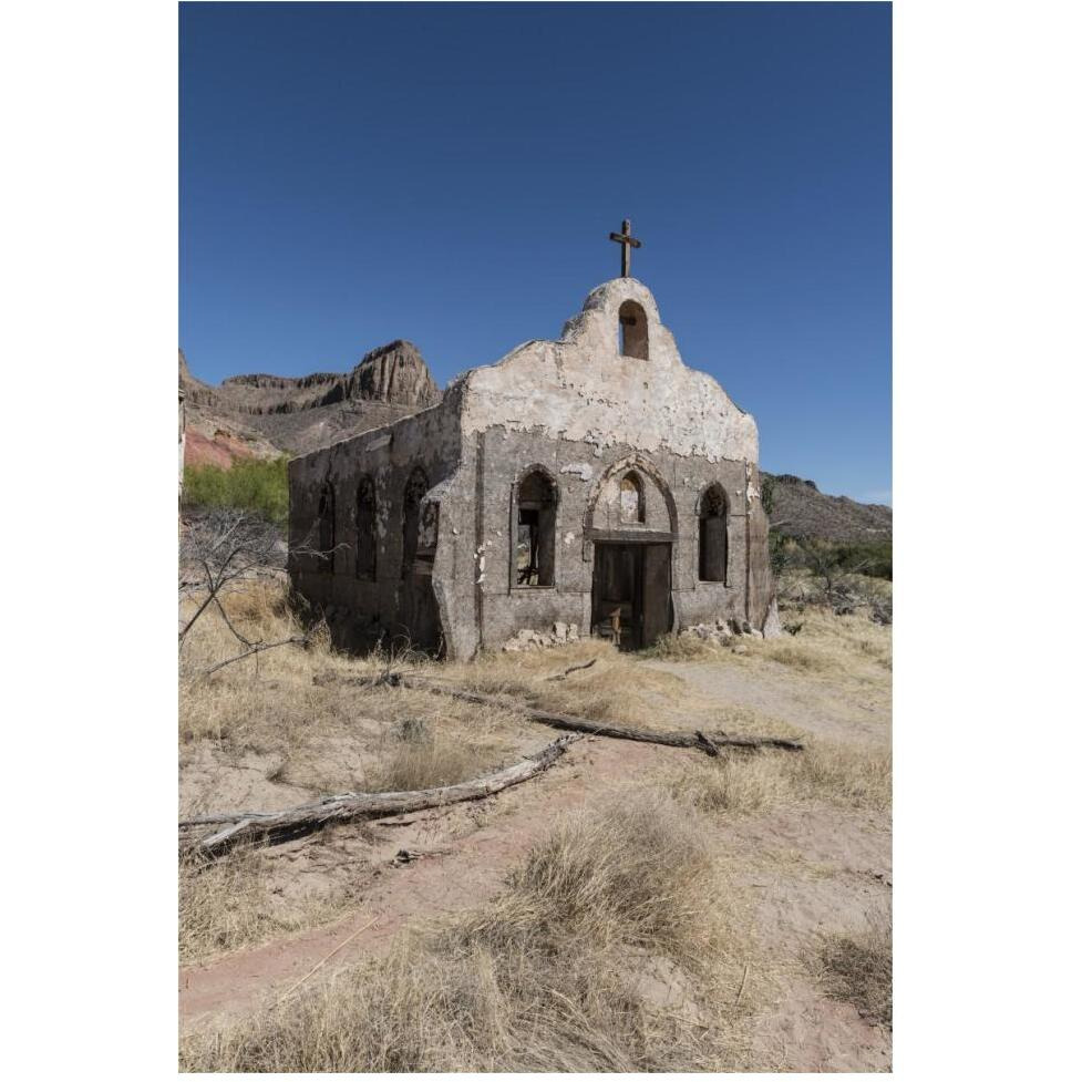 Abandoned movie set along the Rio Grande River in Big Bend Ranch State Park in lower Brewster County, TX-Paper Art-42&quotx62"