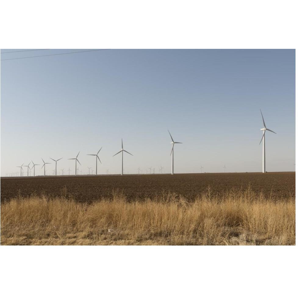 A wind-turbine farm near the city of Snyder in Scurry County, TX-Paper Art-62&quotx42"