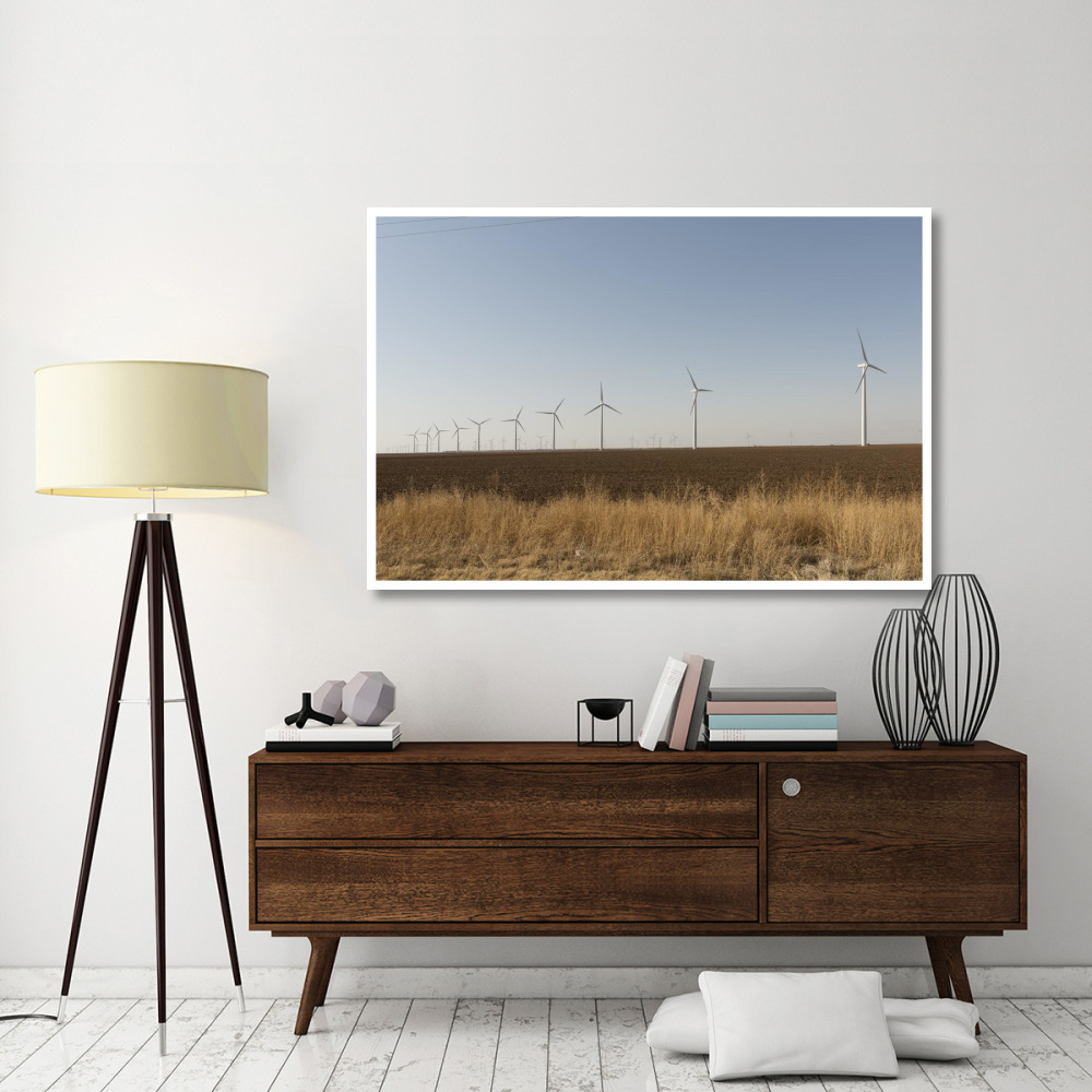 A wind-turbine farm near the city of Snyder in Scurry County, TX-Paper Art-62&quotx42"