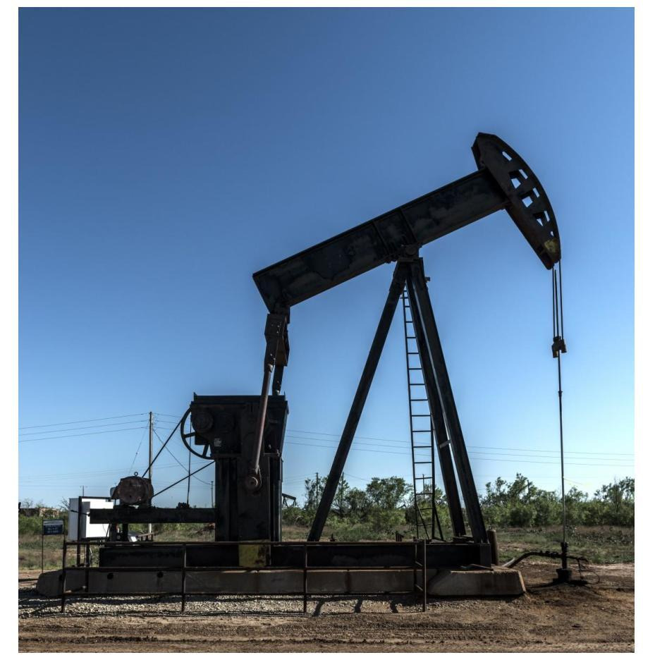 A pumpjack in Wichita County, TX-Paper Art-23&quotx24"