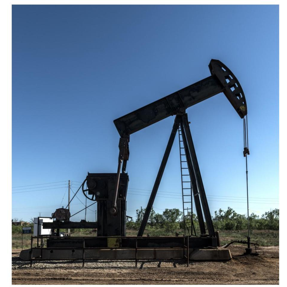 A pumpjack in Wichita County, TX-Paper Art-31&quotx32"