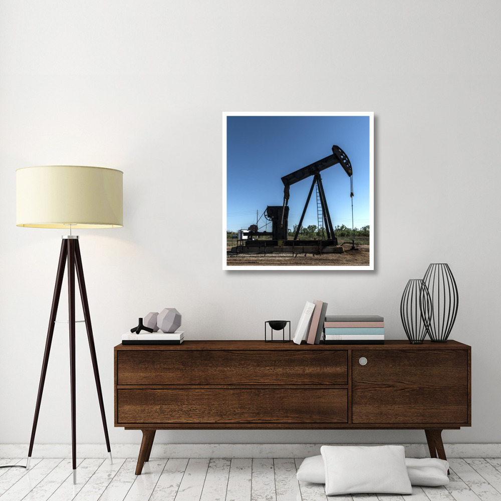 A pumpjack in Wichita County, TX-Paper Art-36&quotx38"