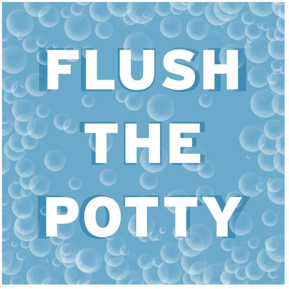 Bathroom Signs - Bubbles - Flush the Potty-Paper Art-26&quotx26"