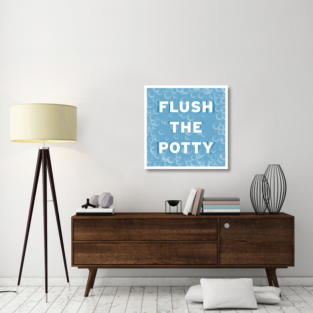 Bathroom Signs - Bubbles - Flush the Potty-Paper Art-32&quotx32"