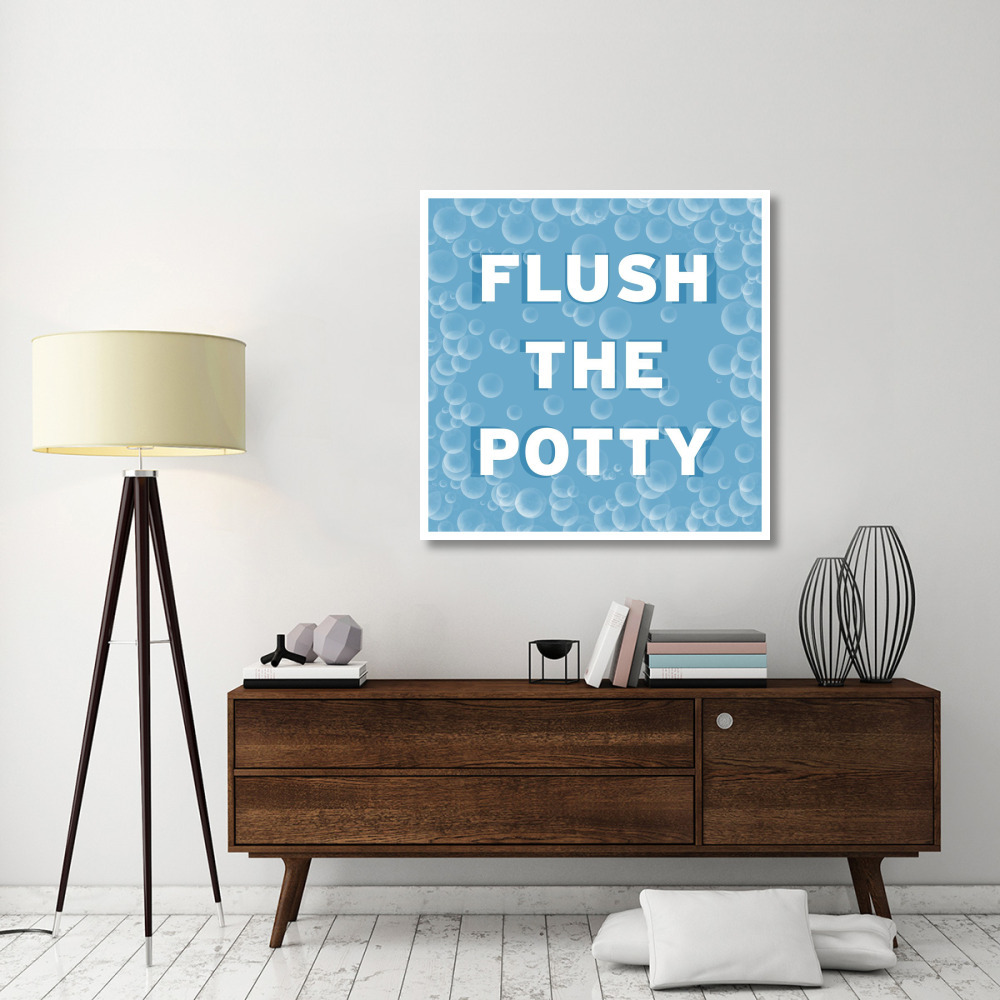 Bathroom Signs - Bubbles - Flush the Potty-Paper Art-42&quotx42"