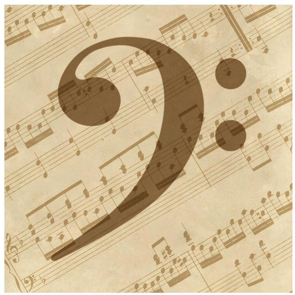 Music - Bass Clef-Paper Art-32&quotx32"