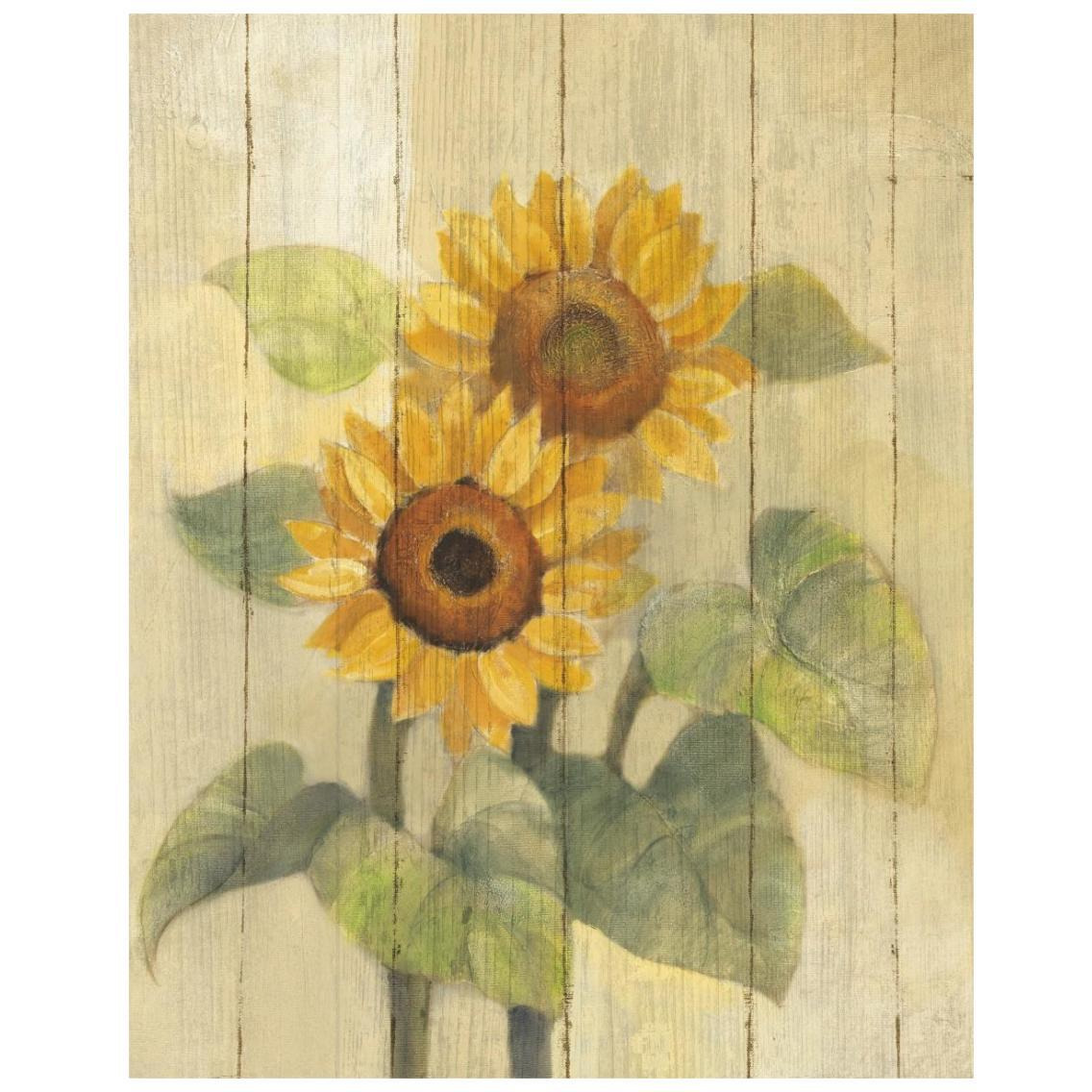 Summer Sunflowers I on Barn Board -Paper Art-22&quotx26"