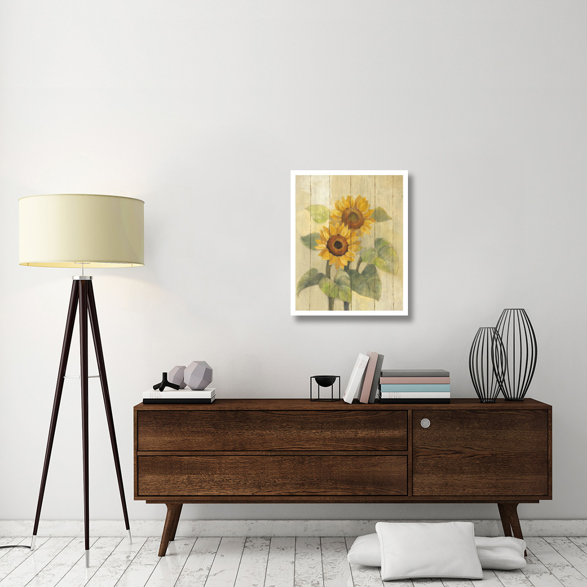 Summer Sunflowers I on Barn Board -Paper Art-24&quotx30"