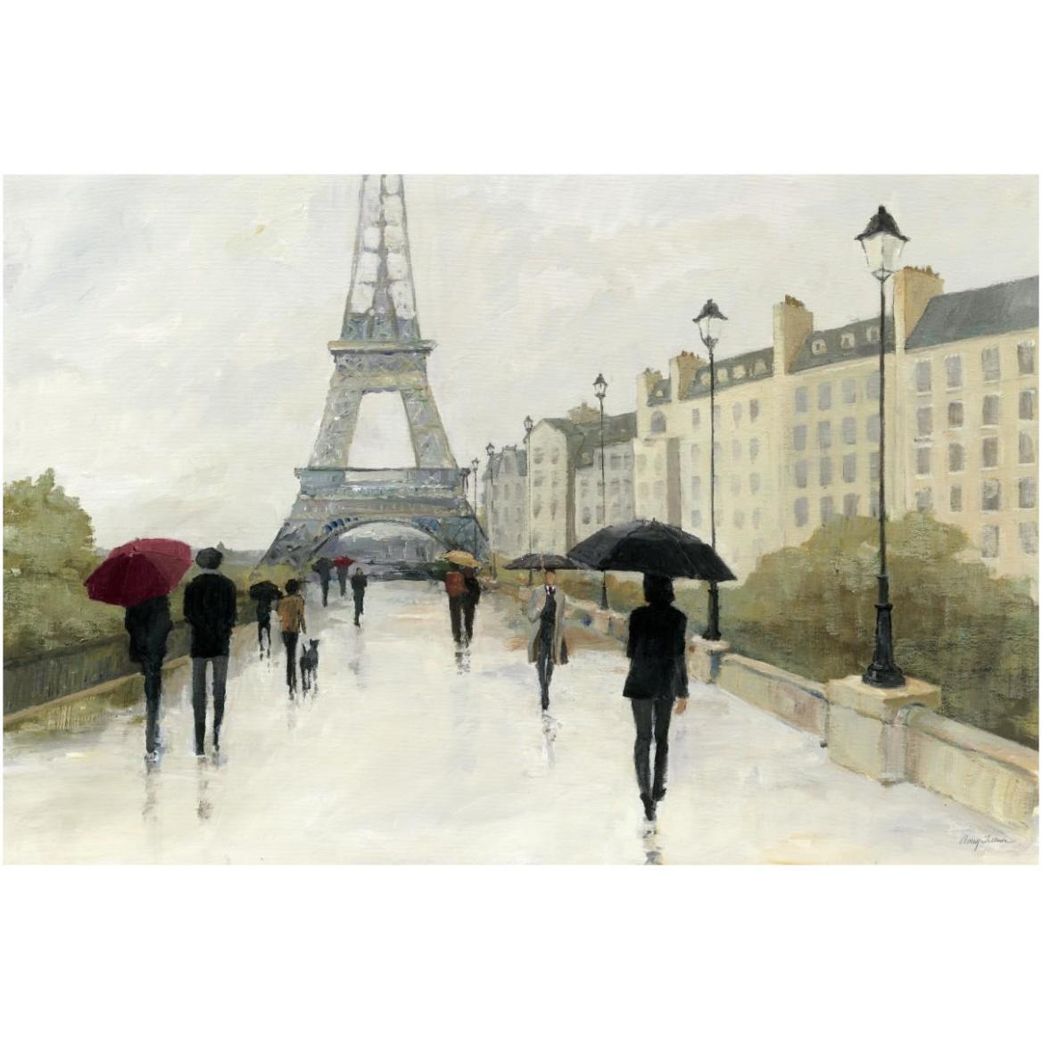 Eiffel in the Rain Marsala Umbrella -Paper Art-62&quotx42"