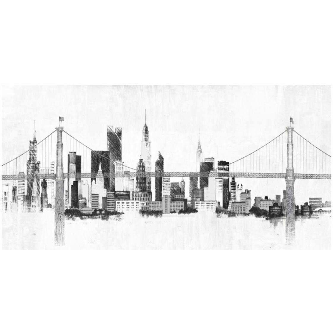 Bridge and Skyline Silver -Paper Art-26&quotx14"