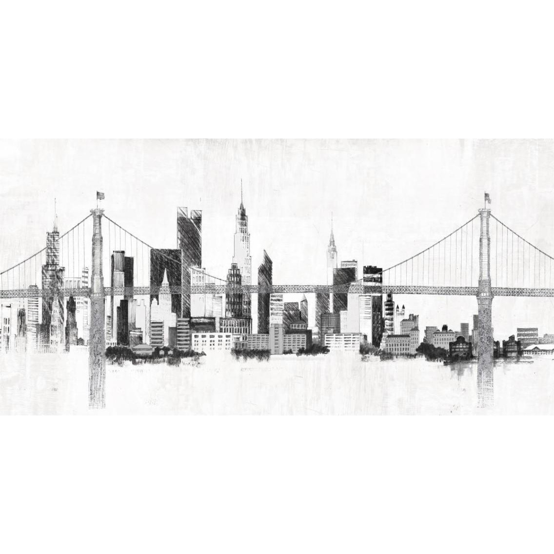 Bridge and Skyline Silver -Paper Art-38&quotx20"