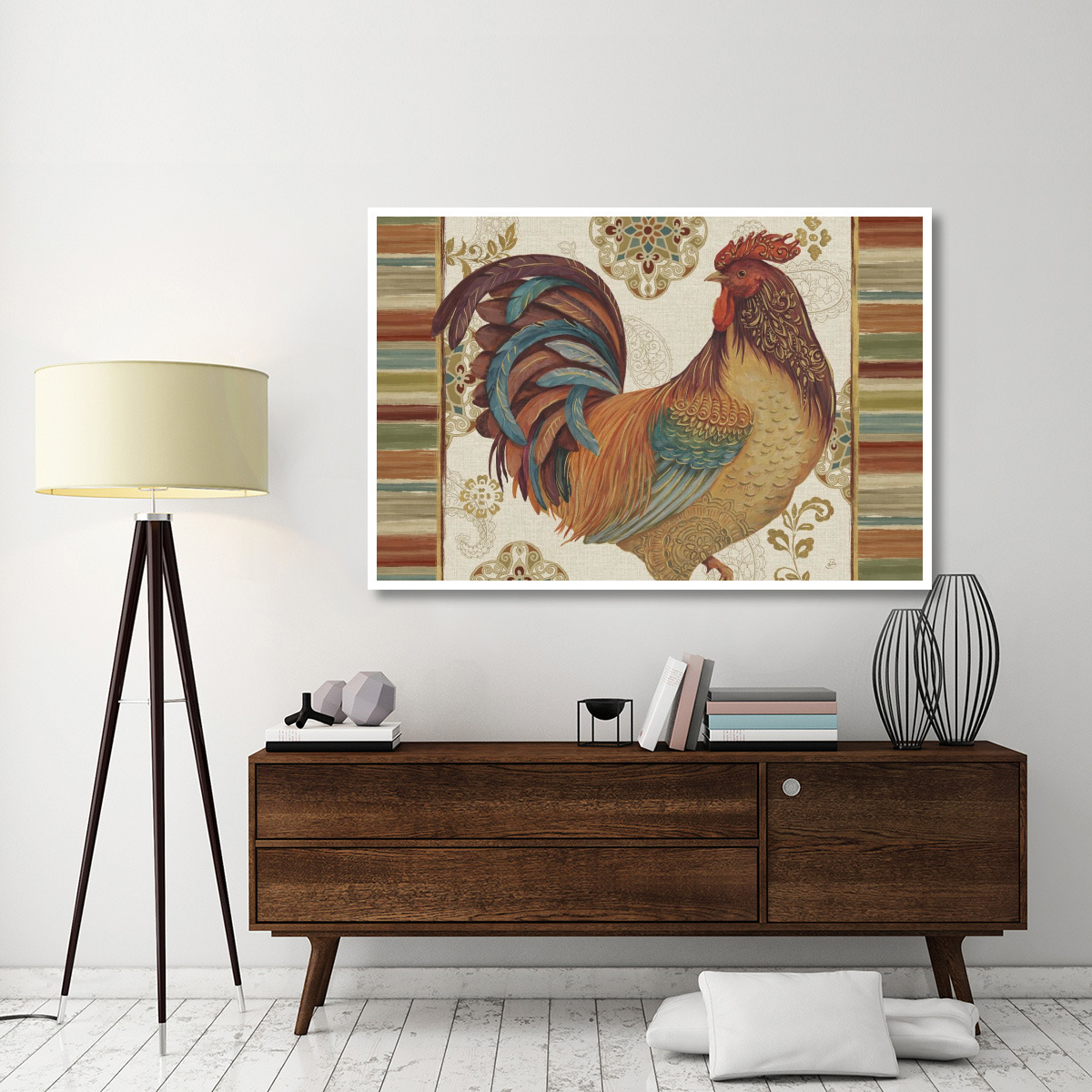 Rooster Rainbow IVA -Paper Art-62&quotx42"