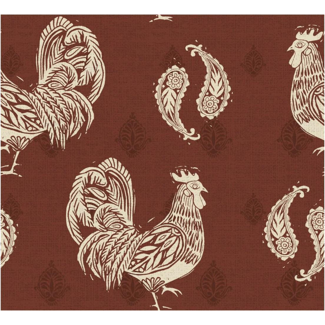 Woodcut Rooster Patterns -Paper Art-24&quotx22.02"