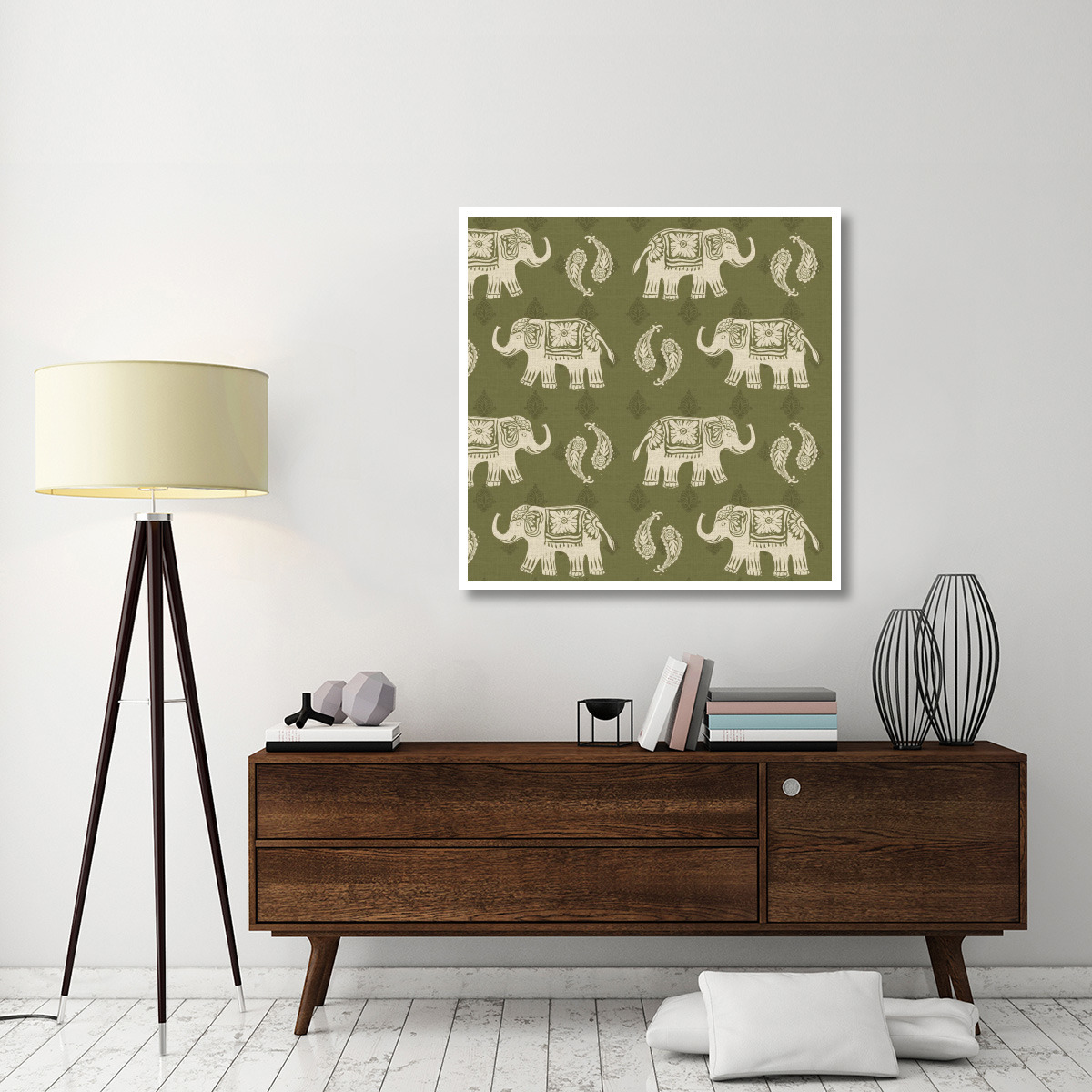 Woodcut Elephant Patterns -Paper Art-42&quotx42"