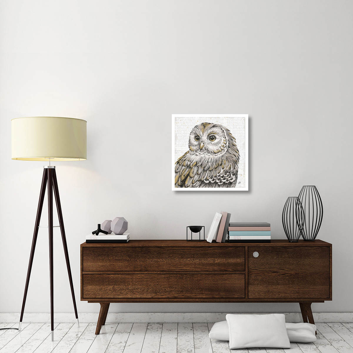 Beautiful Owls I -Paper Art-26&quotx26"