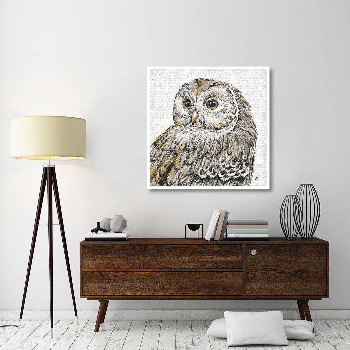 Beautiful Owls I -Paper Art-42&quotx42"