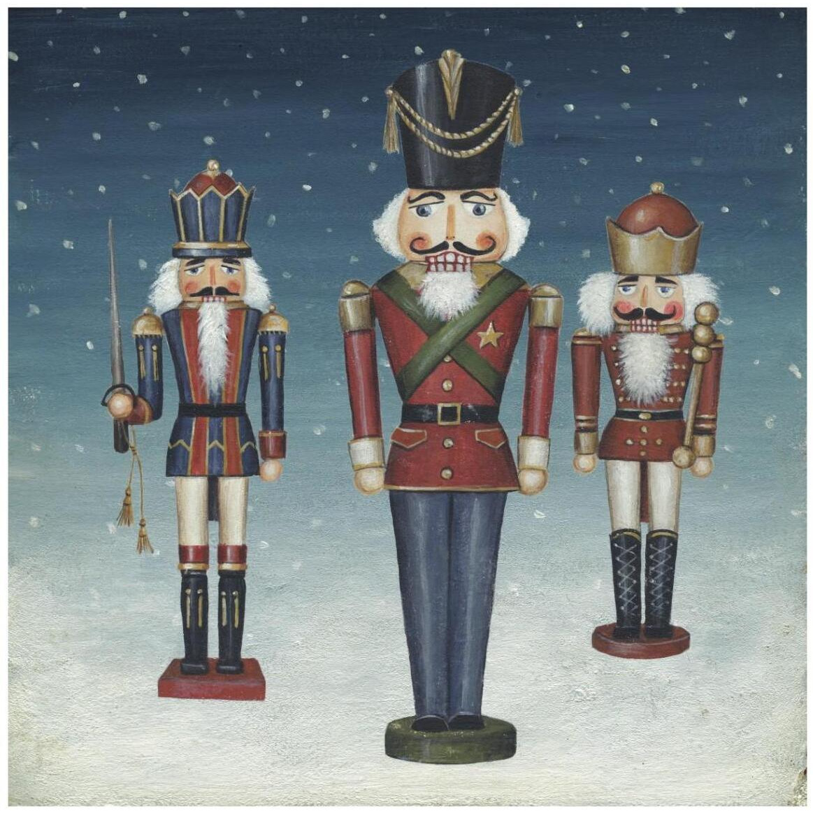 Soldier Nutcrackers Snow -Paper Art-42&quotx42"