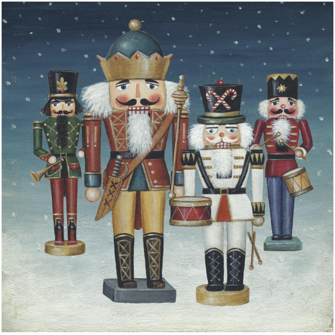 King Nutcrackers Snow -Paper Art-32&quotx32"