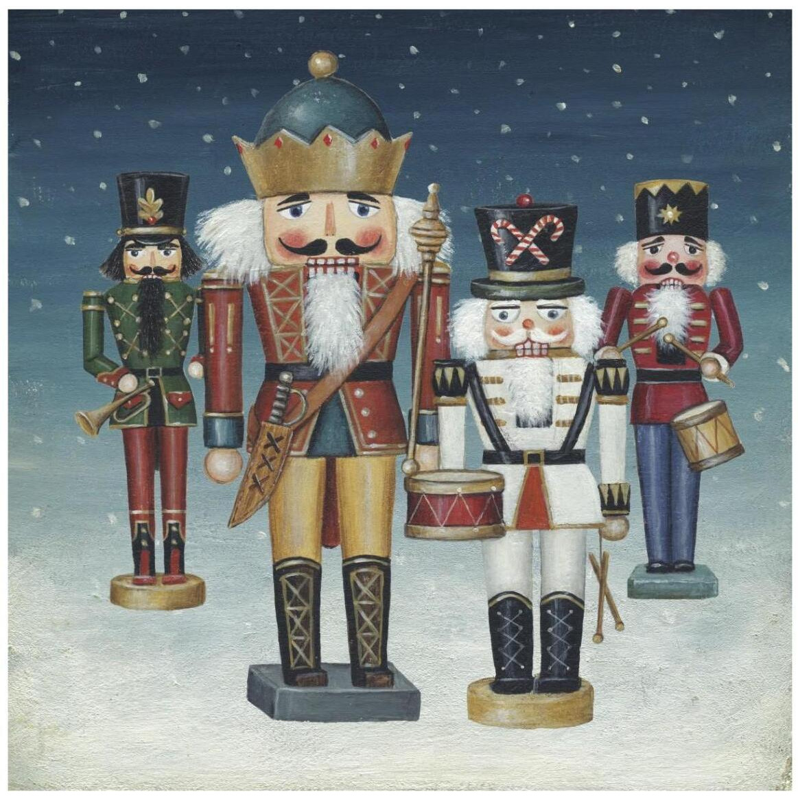 King Nutcrackers Snow -Paper Art-42&quotx42"