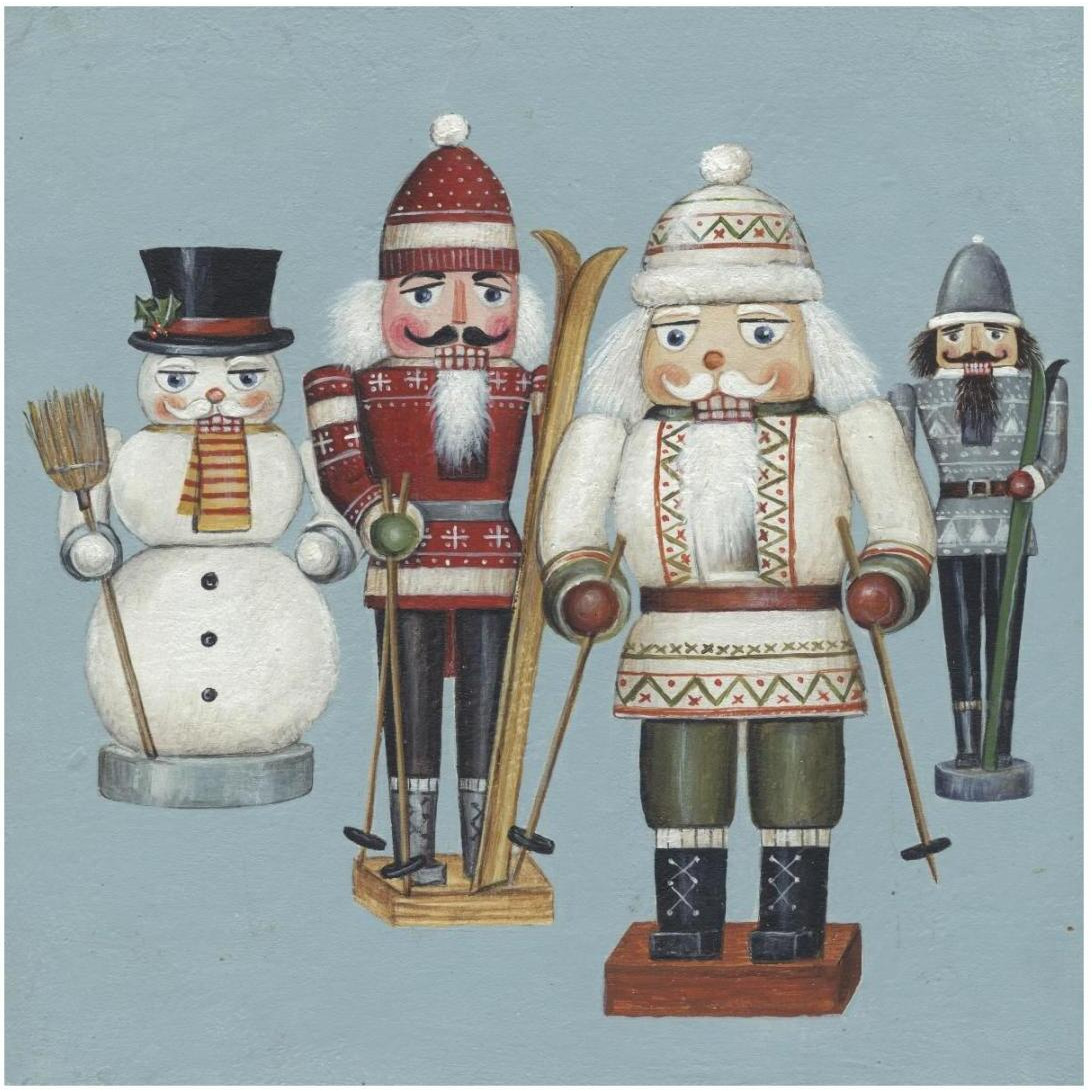 Skier Nutcrackers -Paper Art-20&quotx20"