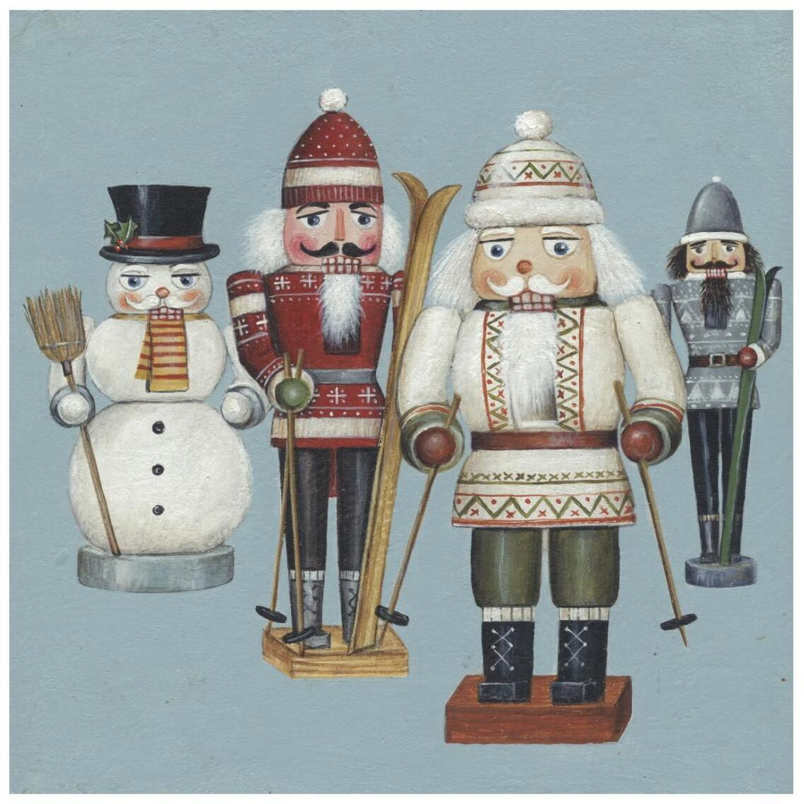 Skier Nutcrackers -Paper Art-26&quotx26"